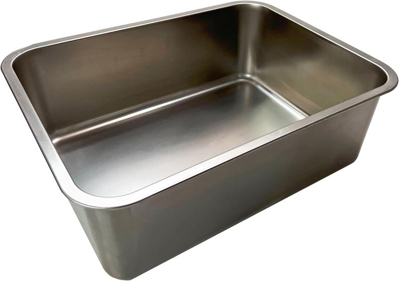 Photo 1 of ***USED - DIRTY - NO PACKAGING***
KUNWU Stainless Steel 24"x16"x6" Cat Litter Box, Corrosion Resistant Easy Clean No Residue Build Up Never Absorbs Odor Durable Pan (XL (24"x16"), 6" Deep)