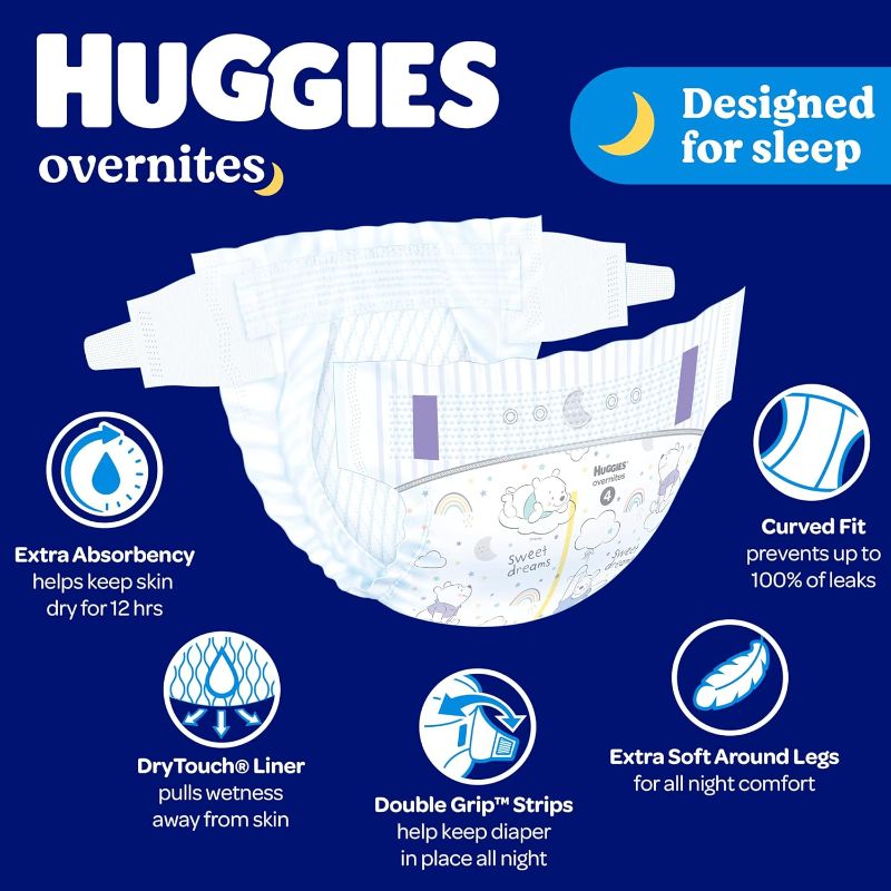 Photo 1 of Huggies Size 7 Overnites Baby Diapers: Overnight Diapers, Size 6 (35+ lbs), 72 Ct
