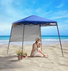 Photo 1 of VIVOHOME 8x8ft Pop-Up Canopy Tent with Central Lock Design, Slant Legs, Backpack, and Side Wall, Perfect for Camping, Party, Yard, and Beach Events, Blue (6x6ft Canopy Cover)
