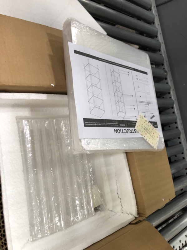 Photo 1 of 5 Tier Square Acrylic Bookshelf, Small Bookcase with Acrylic Fittings for Fixing to Wall, Corner Display Shelf for Living Room, Bedroom, Bathroom, Small Spaces, Clear, 11.6'' W x 44'' H 5-Tier