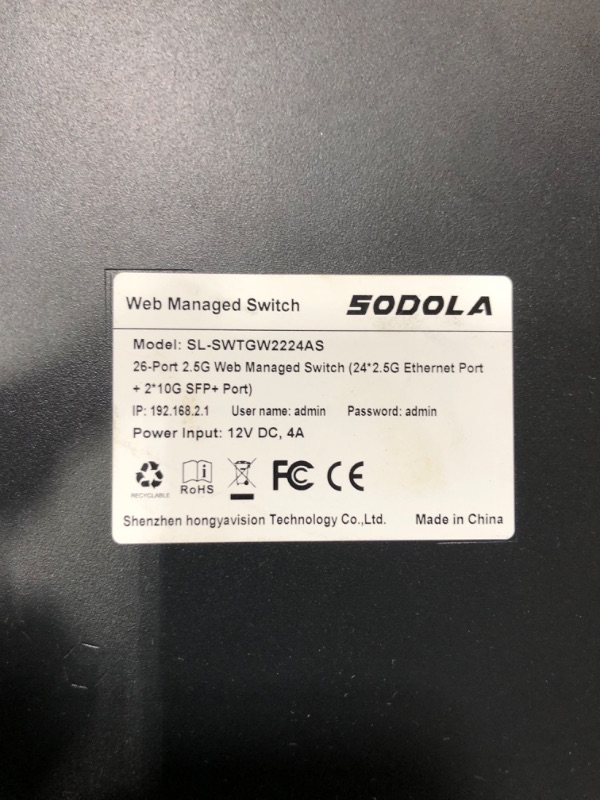 Photo 4 of [READ NOTES]
16 Port 2.5G Umanaged Ethernet Switch,16X 2.5GBASE-T Ports,2X 10G SFP, 120Gbps Switching Capacity,Port Isolation,/IU Rack-Mount/Fanless/Plug & Play Multi-Gig Unmanaged Network Switch
