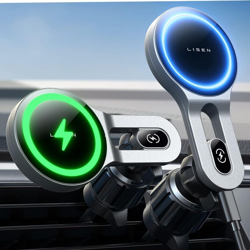 Photo 1 of LISEN for 15W MagSafe Car Mount Charger, iPhone Wireless Car Charger Magnetic 2024 New Car Phone Holder Mount, Automobile Car Phone Mount Charger Vent Fit iPhone 15 Pro Max 14 13 12 MagSafe Case
