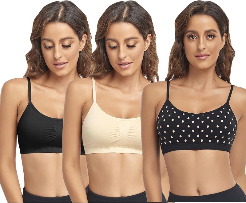 Photo 1 of Litthing Bralettes Padded Cami Strap Bra, Seamless Sports Bra, Wireless Comfort Lightly T-Shirt Bra xlarge