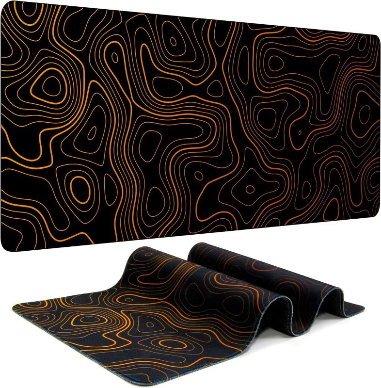 Photo 1 of ?7 Patterns 3 Sizes??1 Pack / 2 Pack?Topographic Contour Gaming Mouse Pad Extended Big Mouse Pad Large Desk Pad Long Computer Keyboard Mouse Mat Mousepad Office Desk Accessories Gifts - 31.5"L*11.8"W L-31.5"L*11.8"W ?1pack?_gradientgold