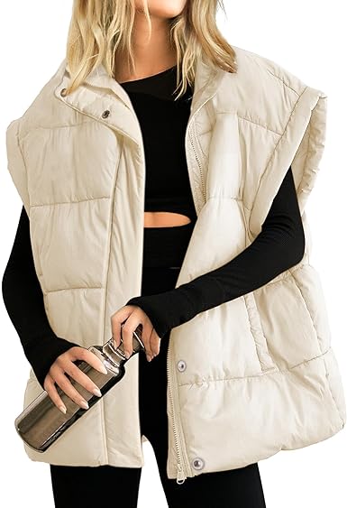 Photo 1 of Arssm Women Oversized Puffer Vest Sleeveless Quilted Winter Warm Padded Puffy Gilet Outerwear MEDIUM