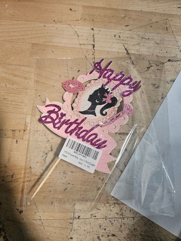 Photo 1 of 1 Pack Princess Cake Topper Glitter Girl Happy Birthday