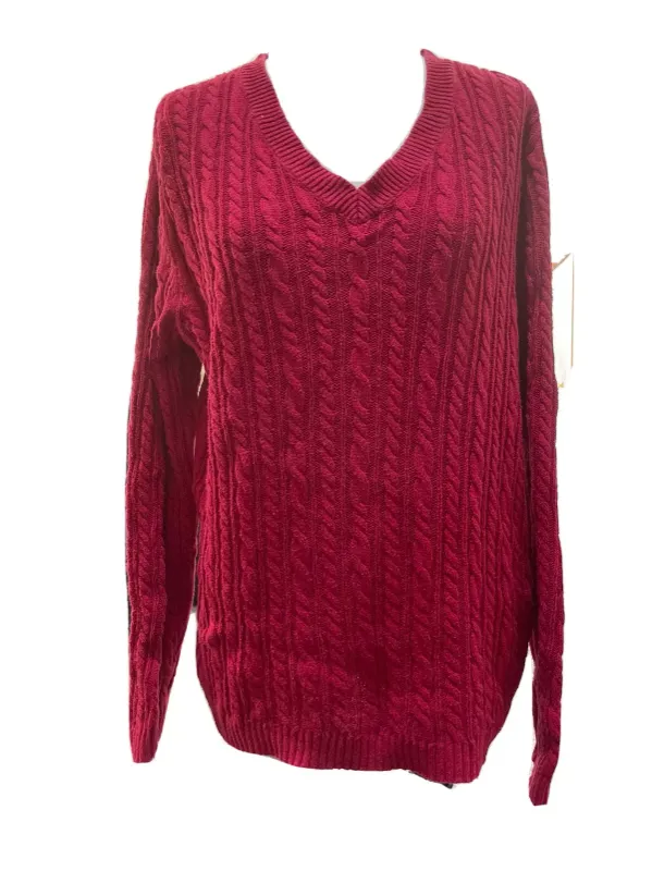 Photo 1 of Croft And Barrow Red V Neck Long Sleeve Sweater Size Medium Free Shipping