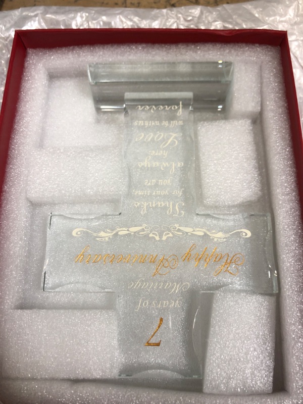 Photo 2 of 15th Wedding Anniversary Religious Gifts for Parents, Laser Engraved Glass Standing Cross Keepsake for Couple Colour-15