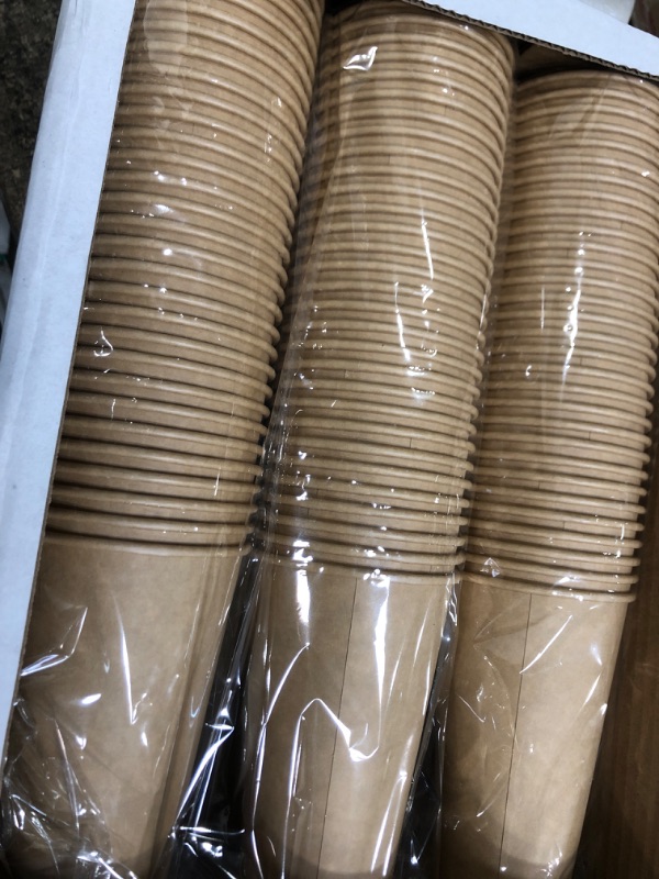 Photo 2 of [180 Pack] 16 oz Paper Cups, Disposable Coffee Cups, Kraft Paper Cups, 16 OZ Coffee Cups No Lids, Sturdy and Durable, Leak-Proof, Hot/Cold Beverage Drinking, 16 Ounce Cups for Party Home Office 16 oz-180 ct