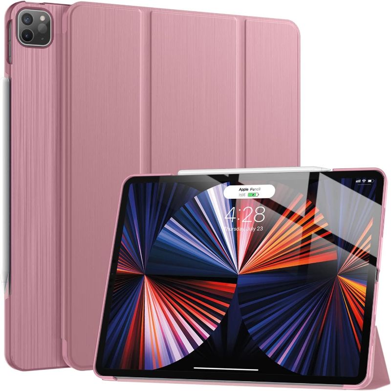 Photo 1 of Soke New iPad Pro 12.9 Case 2022 2021(6th 5th Generation) - [Slim Trifold Stand + 2nd Gen Apple Pencil Charging + Auto Wake/Sleep],Protective Hard PC Back Cover for iPad Pro 12.9 inch(Fuchsia)
