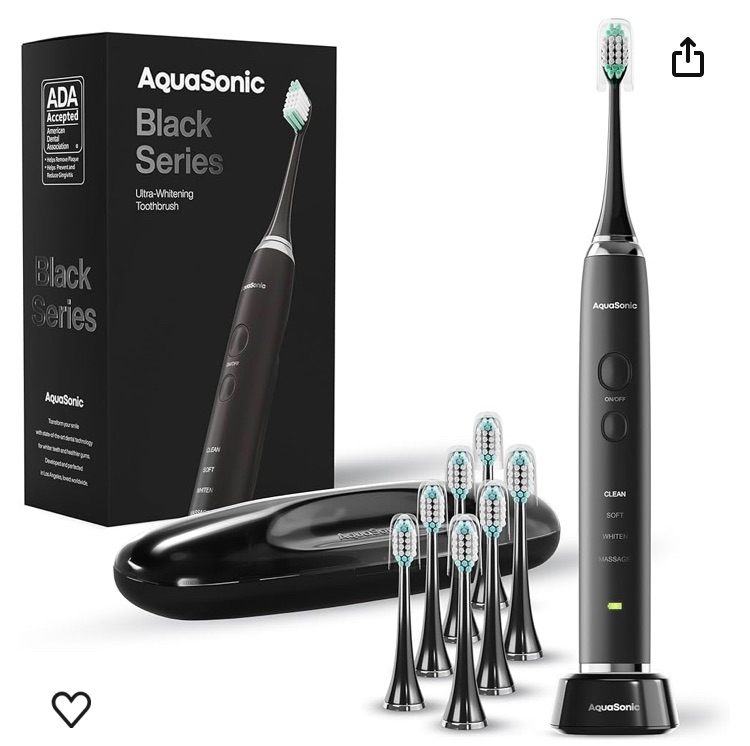 Photo 1 of Aquasonic Black Series Ultra Whitening Toothbrush – ADA Accepted Electric Toothbrush - 8 Brush Heads & Travel Case – 40,000 VPM Electric Motor & Wireless Charging - 4 Modes w Smart Timer