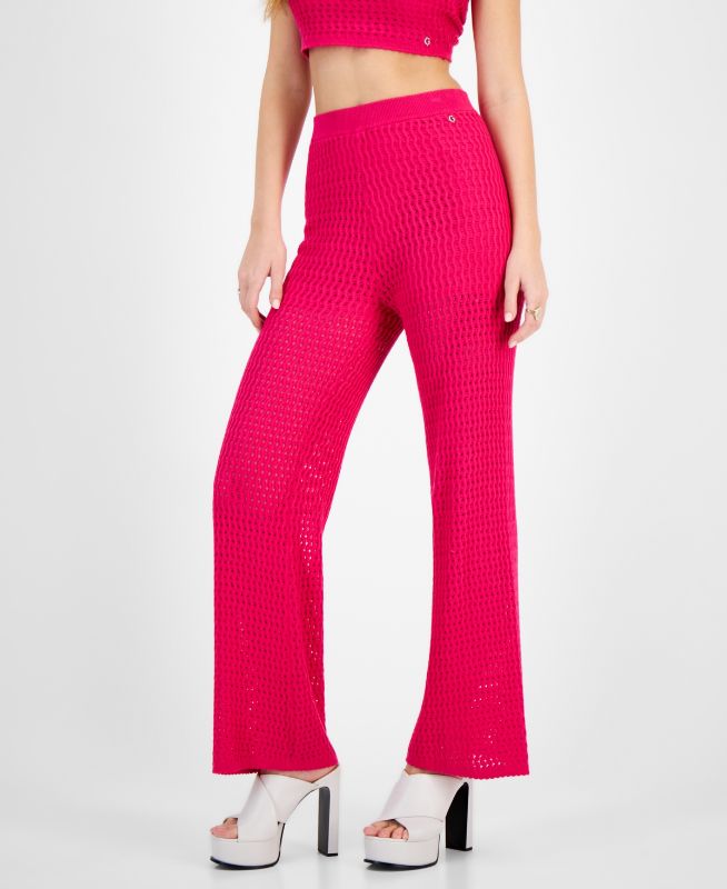 Photo 1 of Guess Women's Yashmina Wide-Leg Sweater Pants - Full Bloom Pink/ Size L