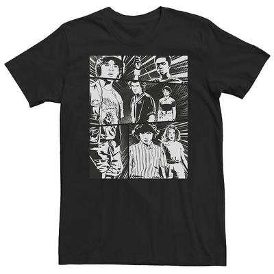 Photo 1 of Big & Tall Stranger Things Group Shot Comic Strip Stare Down Tee, Men's, Size: Large Tall, Black
