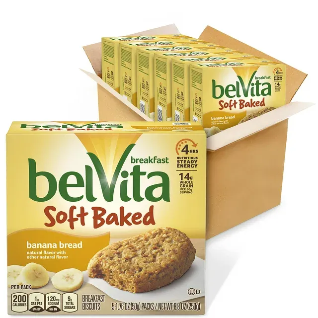 Photo 1 of *(Best By 06/10/2024)* Belvita Soft Baked Oats & Chocolate/ Banana Bread Breakfast Biscuits, 2 boxes of banana bread and 1 box of oats and chocolate