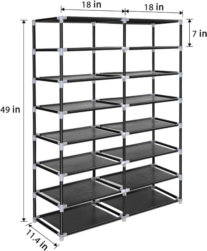 Photo 1 of ERONE Shoe Rack Storage Organizer 7-10 Tier, Stackable Portable Covered Shoe Shelf Cabinet for Closet, Entryway, Room, Bedroom (Black, 7 Tier)