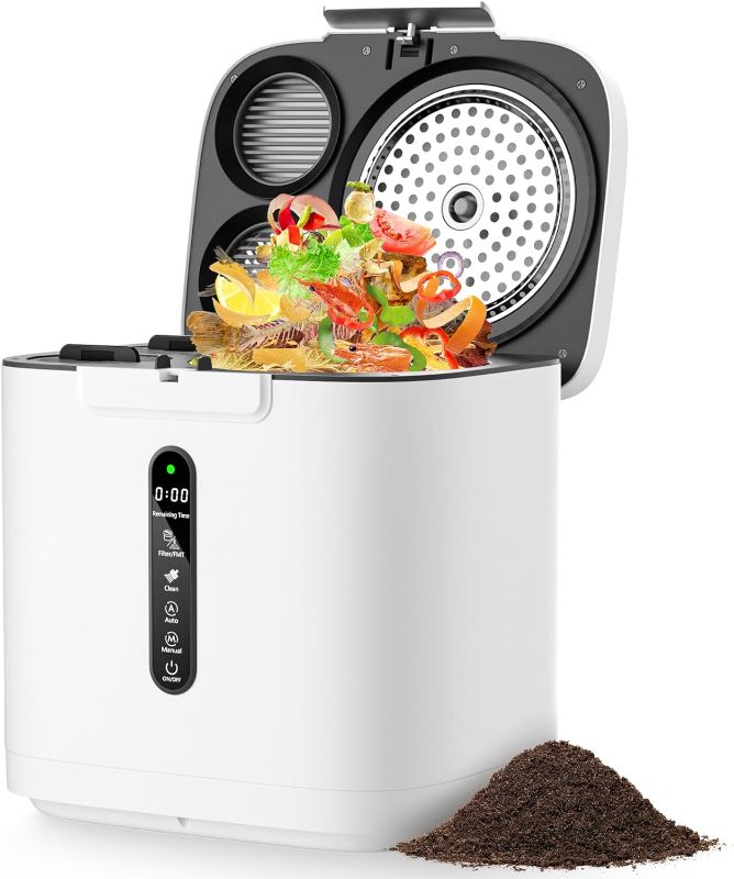 Photo 3 of 4L Larger Capacity Electric Kitchen Composter,Smart Compost Bin Indoor/Outdoor,Countertop Compost Machine with Smart LED Display,Odorless/Auto-Cleaning,Turn...