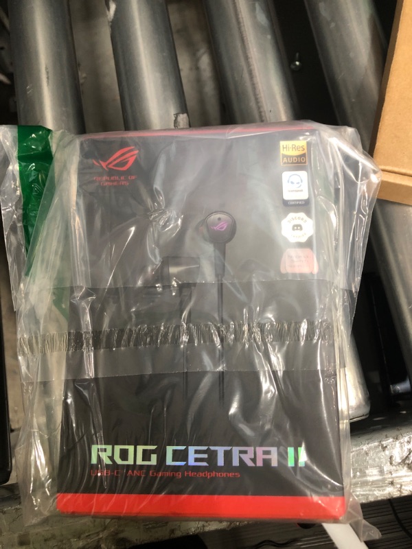 Photo 2 of ASUS ROG Cetra II in-Ear Gaming Headphones | Earbuds, Microphone, ANC, USB-C, Aura Sync RGB Lighting, Bundled Travel Case, Silicon Tips, Compatible with Laptop, Switch, ROG Phone and Smart Devices