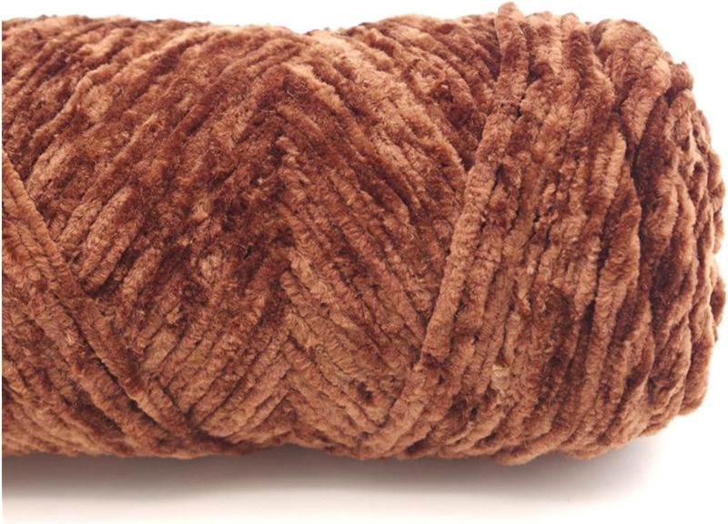 Photo 1 of 31PCS 120g Soft Chenille Yarn Velvet Yarn for Crocheting,Fluffy Yarn for Knitting and Croche DIY Craft,Warm Yarn for Bag Hat Scarve Clothe Gloves Slippers Doll(Brown)