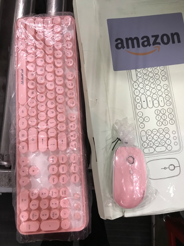 Photo 2 of SADES V2020 Wireless Keyboard and Mouse Combo,Pink Wireless Keyboard with Round Keycaps,2.4GHz Dropout-Free Connection,Long Battery Life,Cute Wireless Moues for PC/Laptop/Mac(Pink) white pink