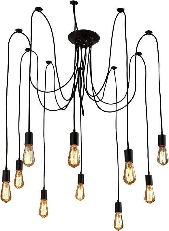 Photo 1 of 10 Arms Metal Pendant Lights,Industrial Ceiling Spider Lamp Fixture,Home DIY E26 Edison Bulb Chandelier Lighting,for Coffee Shop Dining Living Room Kitchen Balcony(Each with 78.74"/2M Wire)