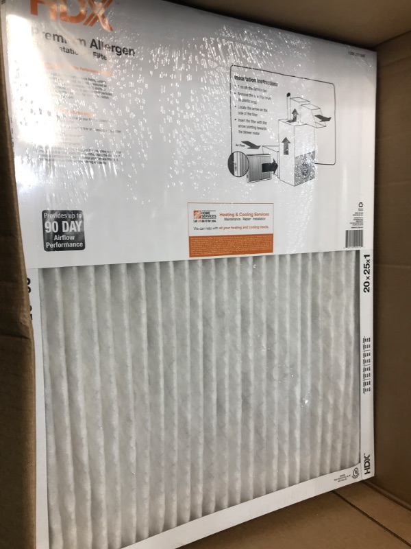 Photo 2 of 20 in. x 25 in. x 1 in. Premium Pleated Furnace Air Filter FPR 10, MERV 13 HDX # # 1006351346