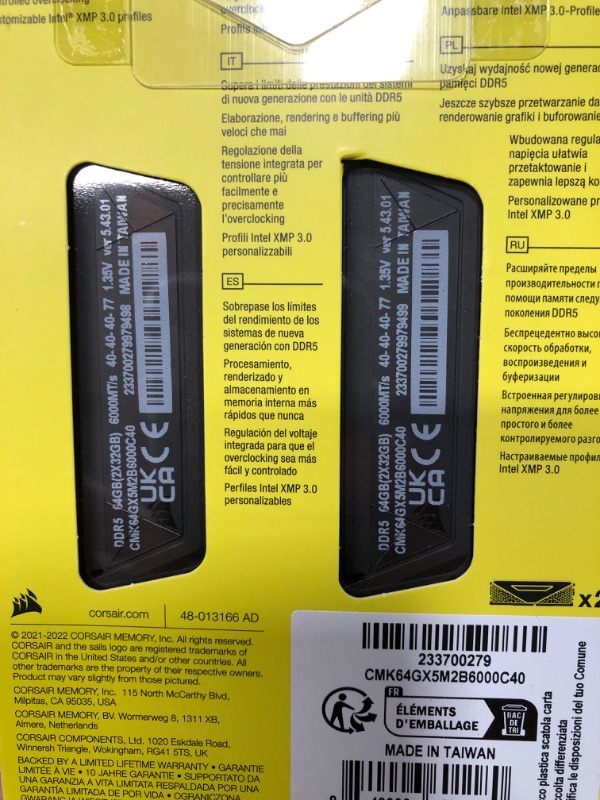 Photo 2 of CORSAIR VENGEANCE DDR5 RAM 64GB (2x32GB) 6000MHz CL40 Intel XMP iCUE Compatible Computer Memory - Black (CMK64GX5M2B6000C40) 64GB (2x32GB) Black