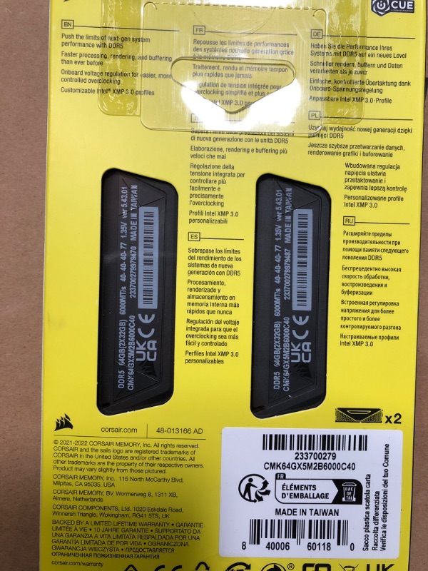 Photo 2 of CORSAIR VENGEANCE DDR5 RAM 64GB (2x32GB) 6000MHz CL40 Intel XMP iCUE Compatible Computer Memory - Black (CMK64GX5M2B6000C40) 64GB (2x32GB) Black