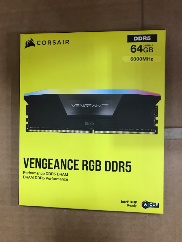 Photo 2 of CORSAIR VENGEANCE RGB DDR5 RAM 64GB (2x32GB) 6000MHz CL40 Intel XMP iCUE Compatible Computer Memory - Black (CMH64GX5M2B6000C40) 64GB (2x32GB) Black