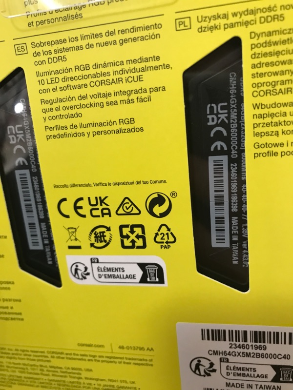 Photo 2 of CORSAIR VENGEANCE RGB DDR5 RAM 64GB (2x32GB) 6000MHz CL40 Intel XMP iCUE Compatible Computer Memory - Black (CMH64GX5M2B6000C40) 64GB (2x32GB) Black