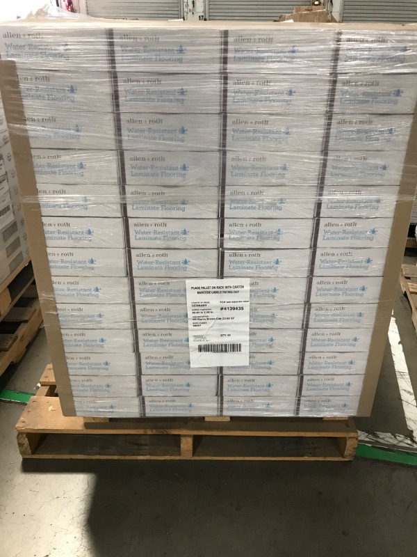 Photo 3 of **Pallet of 52, allen + roth Sierra Brown Oak 8-mm T x 8-in W x 50-in L Water Resistant Wood Plank Laminate Flooring (23.92-sq ft / Carton)
