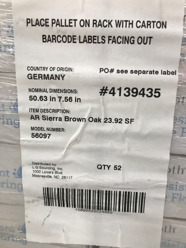 Photo 2 of **Pallet of 52, allen + roth Sierra Brown Oak 8-mm T x 8-in W x 50-in L Water Resistant Wood Plank Laminate Flooring (23.92-sq ft / Carton)
