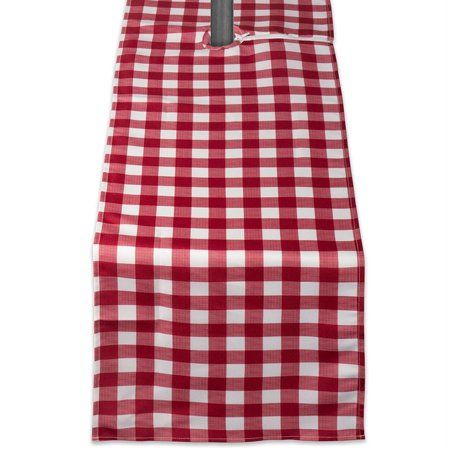 Photo 1 of 3pk, DII Red Check Outdoor Table Runner with Zipper 108 X14 100% Cotton
