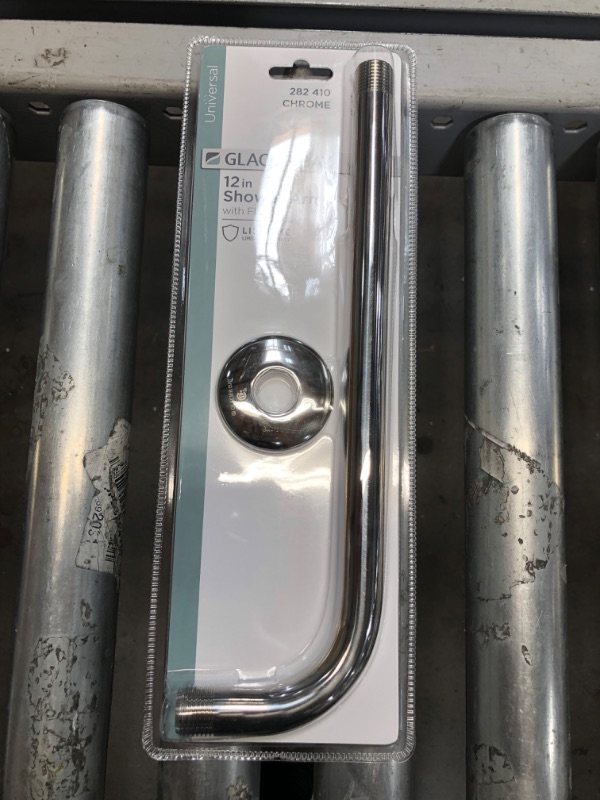 Photo 2 of 12 Inch Shower Arm And Flange - Solid Stainless Steel, Wall-Mounted For Fixed Shower Head & Rain Showerhead - Aqua Elegante - Chrome 12 Inch Chrome