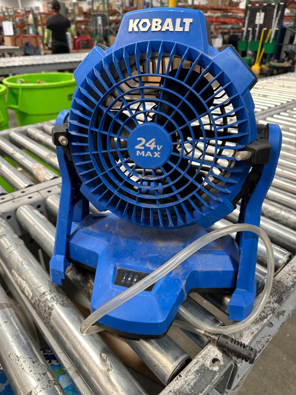 Photo 2 of **SEE NOTES**Kobalt 7-in 24-Volt 3-Speed High Velocity Indoor or Outdoor Blue Misting Floor Fan
