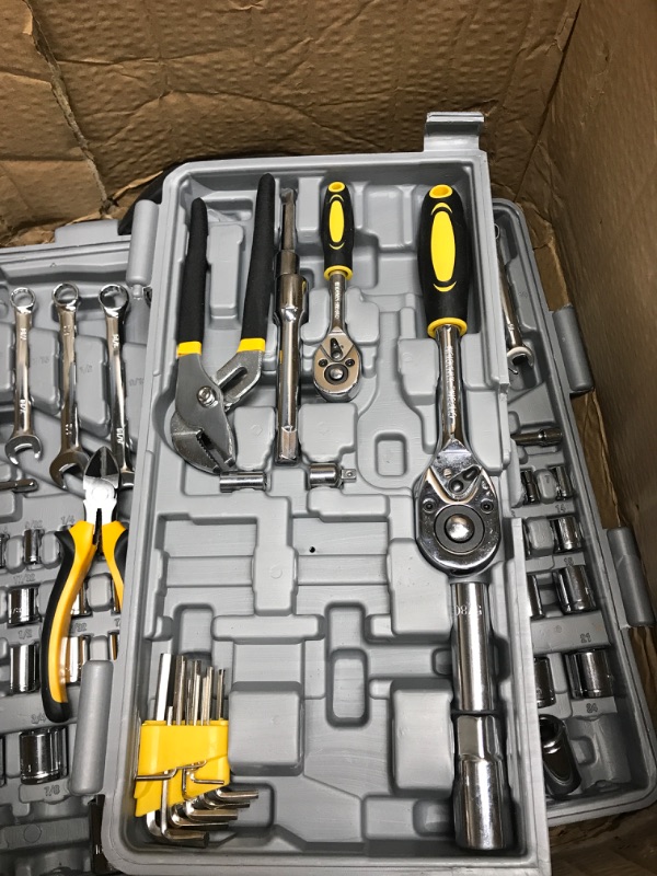 Photo 4 of 205 Piece Mechanics Tool Set, Socket Wrench Auto Repair Tool Pliers Combination Mixed Hand Tool Set Kit with Box Organizer Storage Case