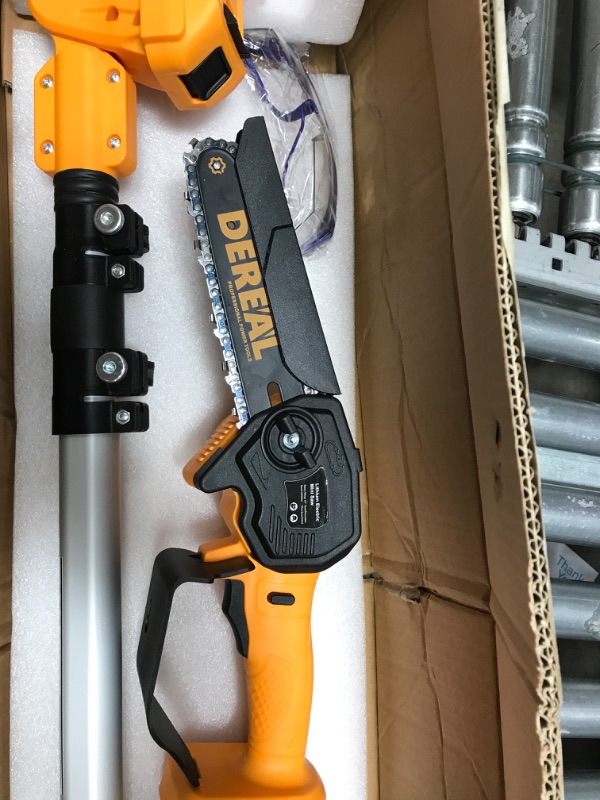 Photo 4 of 2-in-1 Cordless Pole Saw, 6" Brushless Battery Powered Pole Saws for Tree Trimming, 20V 4.0Ah Battery Mini Chainsaw with Pole, 18ft Reach Small Pole Saw for Wood Cutting, Trimming