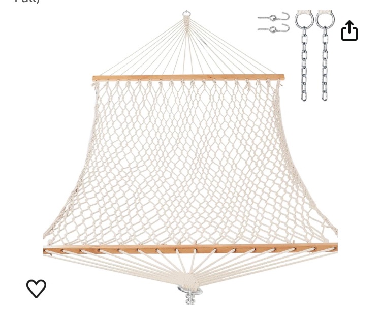 Photo 1 of 12ft Double Hammocks, Handwoven Traditional Cotton Rope Hammock with Hardwood Spreader Bar, Chains and Hooks for Indoor Outdoor, Max 450 lbs Capacity (Beige, Full)