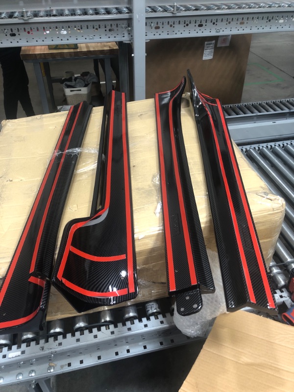 Photo 2 of **missimg hardware** KUAFU Side Skirts Compatible with 2017-2023 Tesla Model 3 Rocker Panels Spoiler Extension ABS Carbon Fiber Style 4Pcs