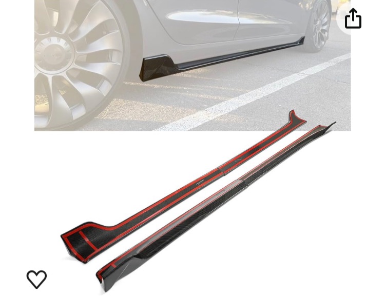 Photo 1 of **missimg hardware** KUAFU Side Skirts Compatible with 2017-2023 Tesla Model 3 Rocker Panels Spoiler Extension ABS Carbon Fiber Style 4Pcs