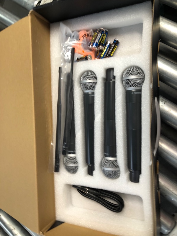 Photo 4 of ***USED - DOES NOT POWER ON - UNABLE TO TROUBLESHOOT***
Phenyx Pro Wireless Microphone System, 4-Channel UHF Wireless Mic, Fixed Frequency Metal Cordless Mic with 4 Handheld Dynamic Microphones, 260ft Range, Microphone for Singing,Church(PTU-5000-4H)