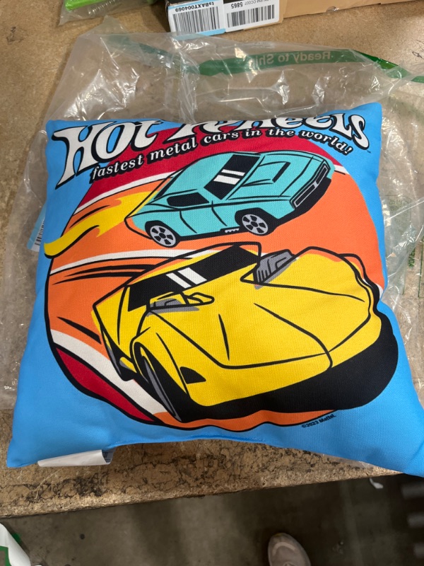 Photo 1 of 14 x 14 inch Hot Wheels pillow