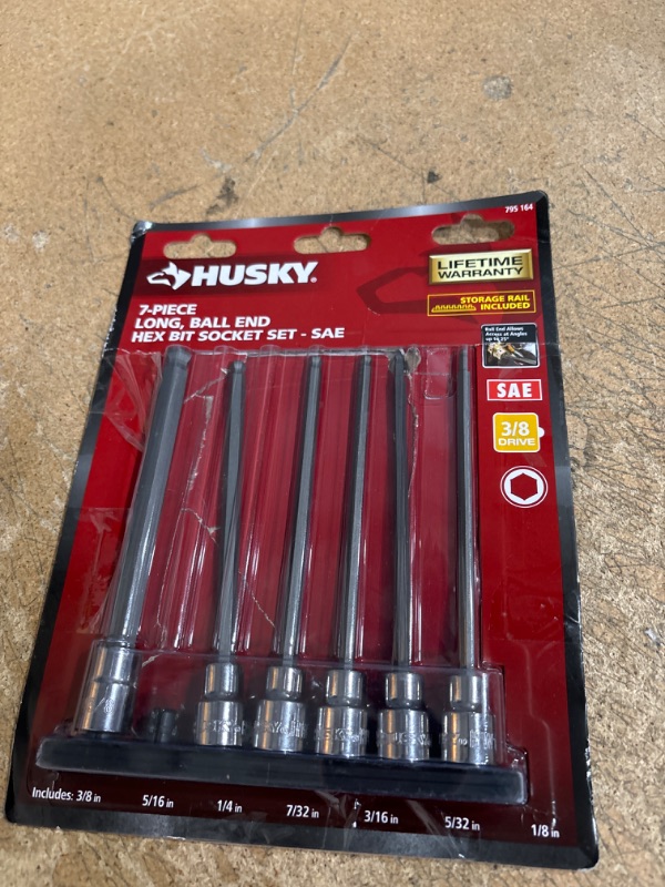 Photo 2 of Husky H3DSAELBBS7PCN 7 Piece Long Ball Hex Bit Socket Set for Recessed Fasteners