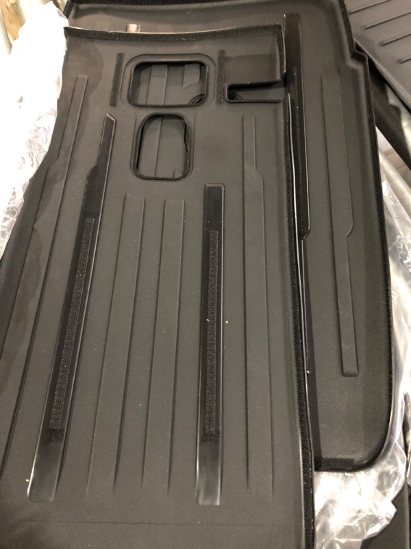 Photo 4 of BASENOR Tesla Model Y All-Weather Waterproof Rear Trunk Mat TPE Anti-Slip Front Frunk Rear Cargo Liner Second Row Seats Back Cover Protector Interior Liners Mat Model Y Accessories 2020 2021 2022 2023 Model Y Trunk Seats Back Mats Set (6 PCS)