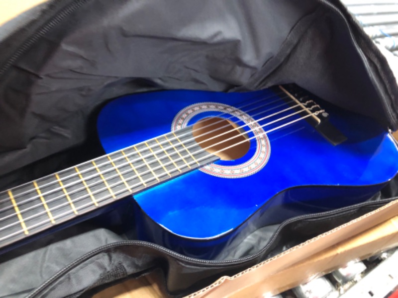 Photo 3 of 30" Wood Guitar with Case and Accessories for Kids/Girls/Boys/Beginners (Blue) Right Handed Blue