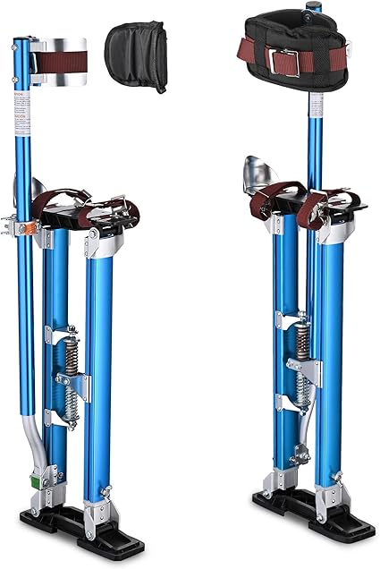 Photo 1 of  Drywall Stilts 24"-40" Adjustable Aluminum Tool Stilt with Knee Pads Protection for Painting Painter Taping Blue