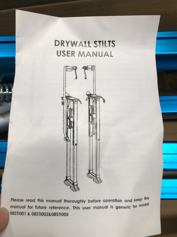 Photo 2 of  Drywall Stilts 24"-40" Adjustable Aluminum Tool Stilt with Knee Pads Protection for Painting Painter Taping Blue