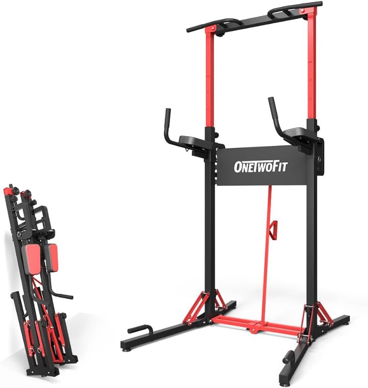 Photo 1 of ***Parts Only***ONETWOFIT Power Tower Pull Up Bar Station, Multi-Function Adjustable Height Foldable Dip Station for Home Gym Workout, Heavy Duty Strength Training Fitness Equipment, Pull Up Stand 400LBS
