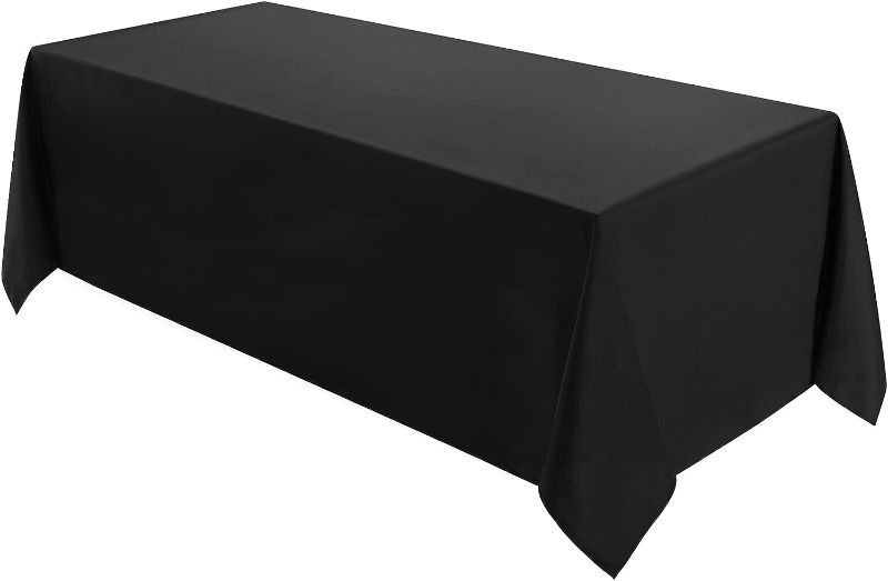 Photo 1 of 6 Pack 90*132inch Rectangle Tablecloth Polyester Table Cloth?Stain Resistant and Wrinkle Polyester Dining Table Cover for Kitchen Dinning Party Wedding Rectangular Tabletop Decoration(Black)