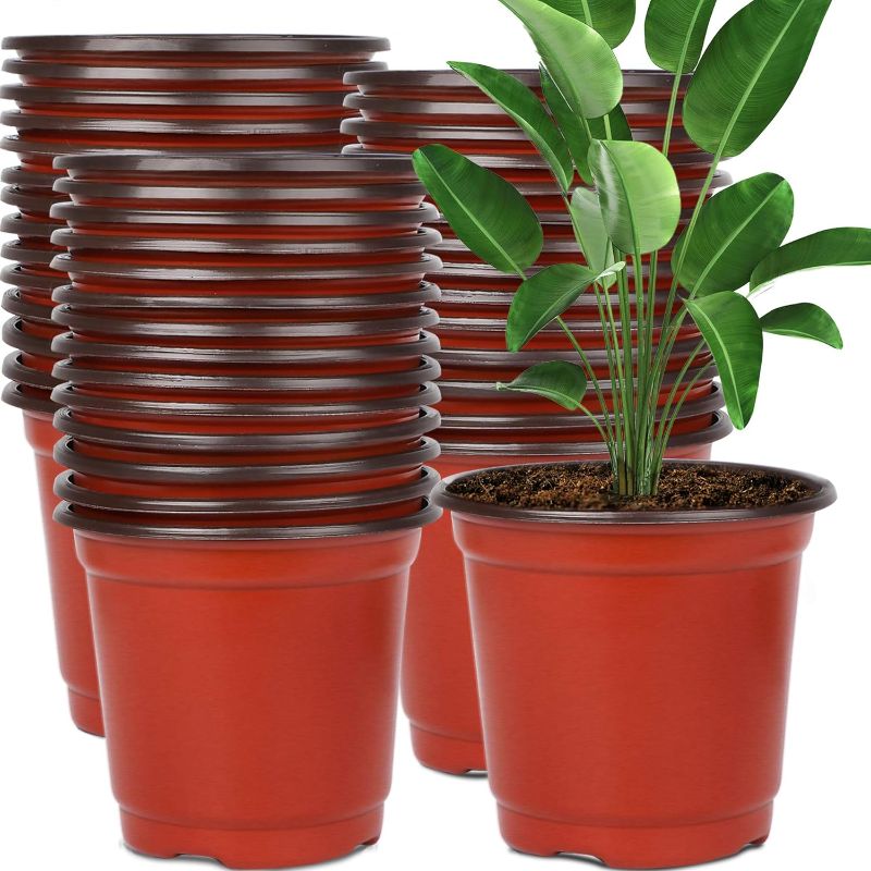 Photo 1 of Augshy 120 Pcs Plastic Plants Nursery Pot, Indoor Outdoor Seed Starting Pots (4,5,6-Inch)