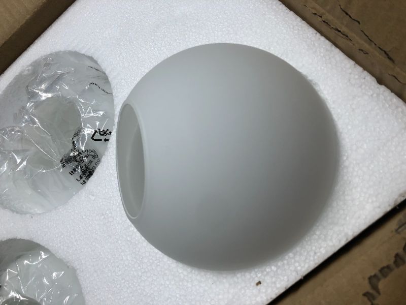 Photo 3 of (see all images) 3-Pack 6"Milk White Glass Globes for Light Fixtures Replacement Glass Shades